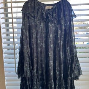 Unique Floral Black Mid- Length Dress